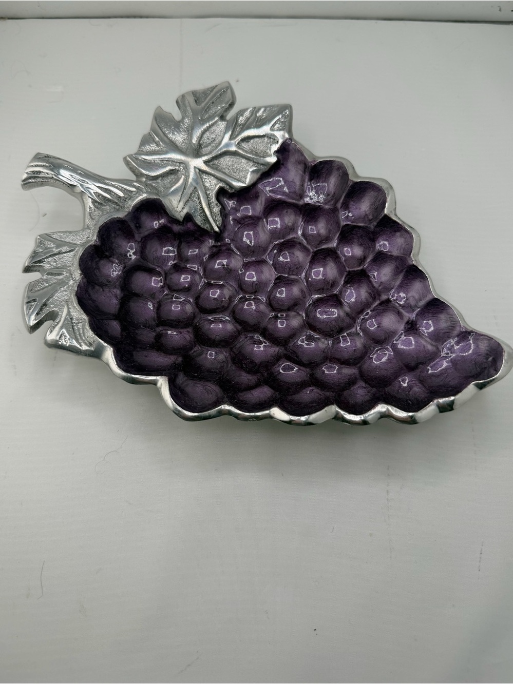 Julia Knight Purple Amethyst‎ Grape Cluster Silver Tone Dish Bowl 9”